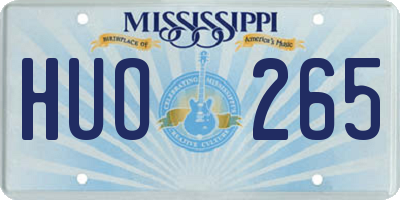 MS license plate HUO265