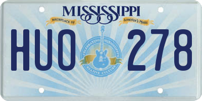 MS license plate HUO278