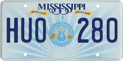 MS license plate HUO280