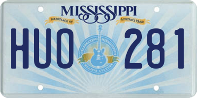 MS license plate HUO281