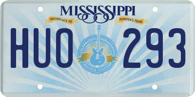 MS license plate HUO293