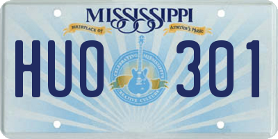 MS license plate HUO301
