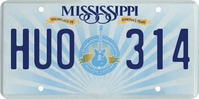 MS license plate HUO314