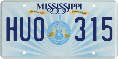 MS license plate HUO315