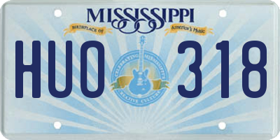 MS license plate HUO318