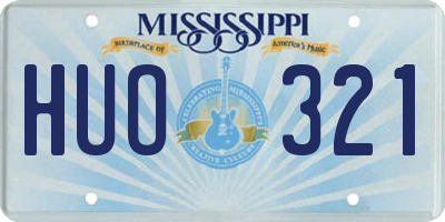 MS license plate HUO321