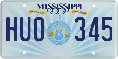 MS license plate HUO345