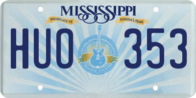 MS license plate HUO353