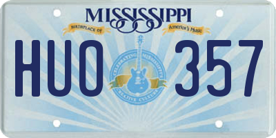 MS license plate HUO357