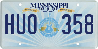 MS license plate HUO358