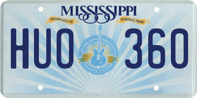 MS license plate HUO360