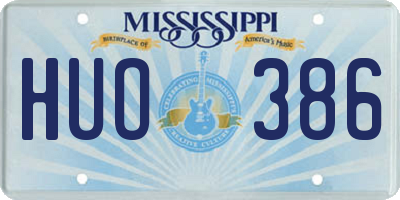MS license plate HUO386