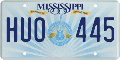 MS license plate HUO445