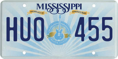 MS license plate HUO455