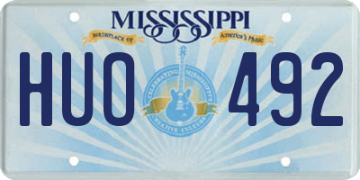 MS license plate HUO492