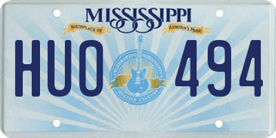 MS license plate HUO494