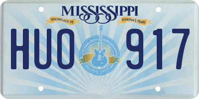 MS license plate HUO917