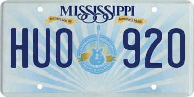 MS license plate HUO920