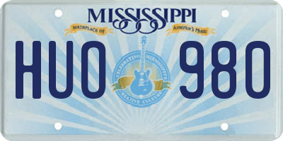 MS license plate HUO980