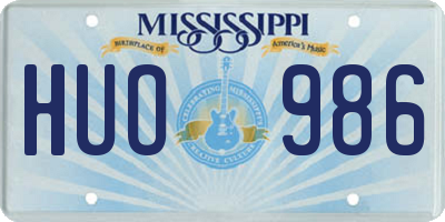 MS license plate HUO986