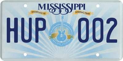 MS license plate HUP002