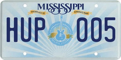 MS license plate HUP005