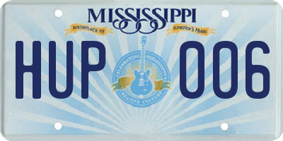 MS license plate HUP006