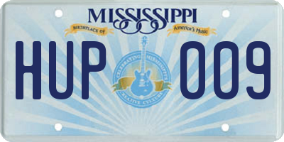 MS license plate HUP009