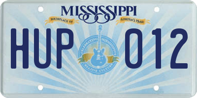 MS license plate HUP012