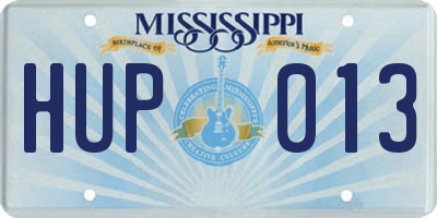 MS license plate HUP013