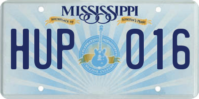 MS license plate HUP016