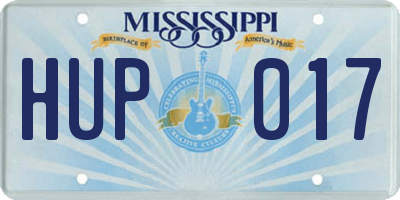 MS license plate HUP017