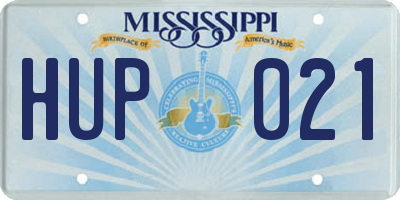 MS license plate HUP021