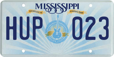 MS license plate HUP023