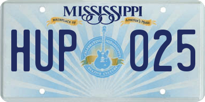 MS license plate HUP025