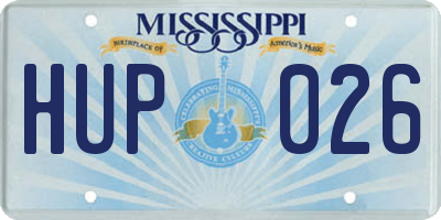 MS license plate HUP026