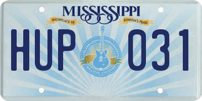 MS license plate HUP031