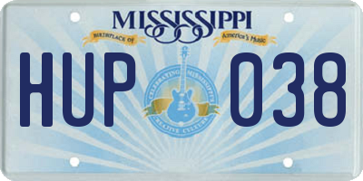 MS license plate HUP038