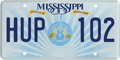 MS license plate HUP102
