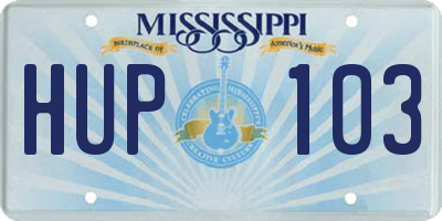 MS license plate HUP103