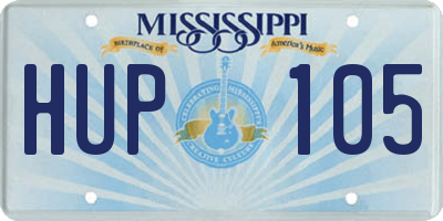 MS license plate HUP105