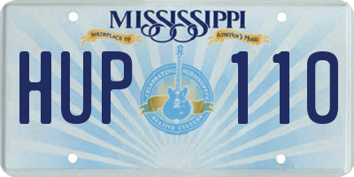 MS license plate HUP110