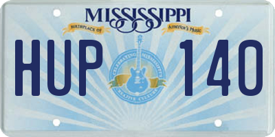 MS license plate HUP140