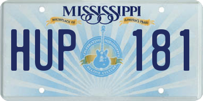 MS license plate HUP181