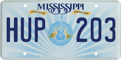 MS license plate HUP203