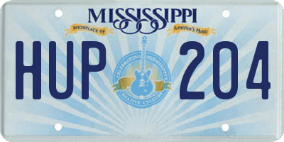 MS license plate HUP204
