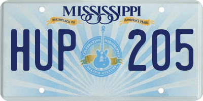 MS license plate HUP205