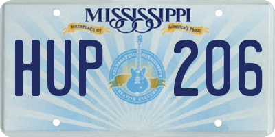 MS license plate HUP206