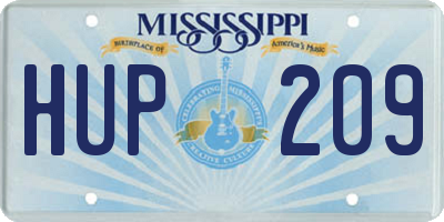 MS license plate HUP209