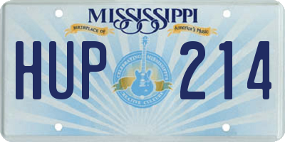 MS license plate HUP214